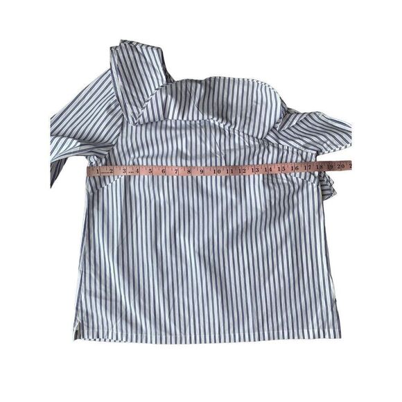 J. Crew Blue & White Striped One-shoulder Ruffled Blouse - Picture 7 of 9